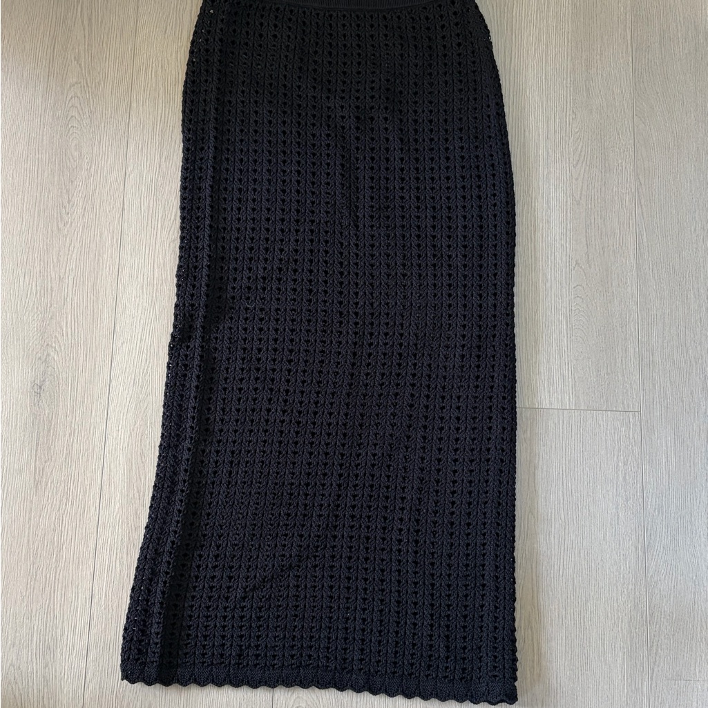 Arket Black Crochet Maxi Skirt